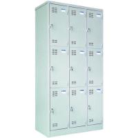 Tủ locker 9 ngăn TU983-3K - W915 x D450 x H1830mm - sắt sơn tĩnh điện - màu ghi xanh